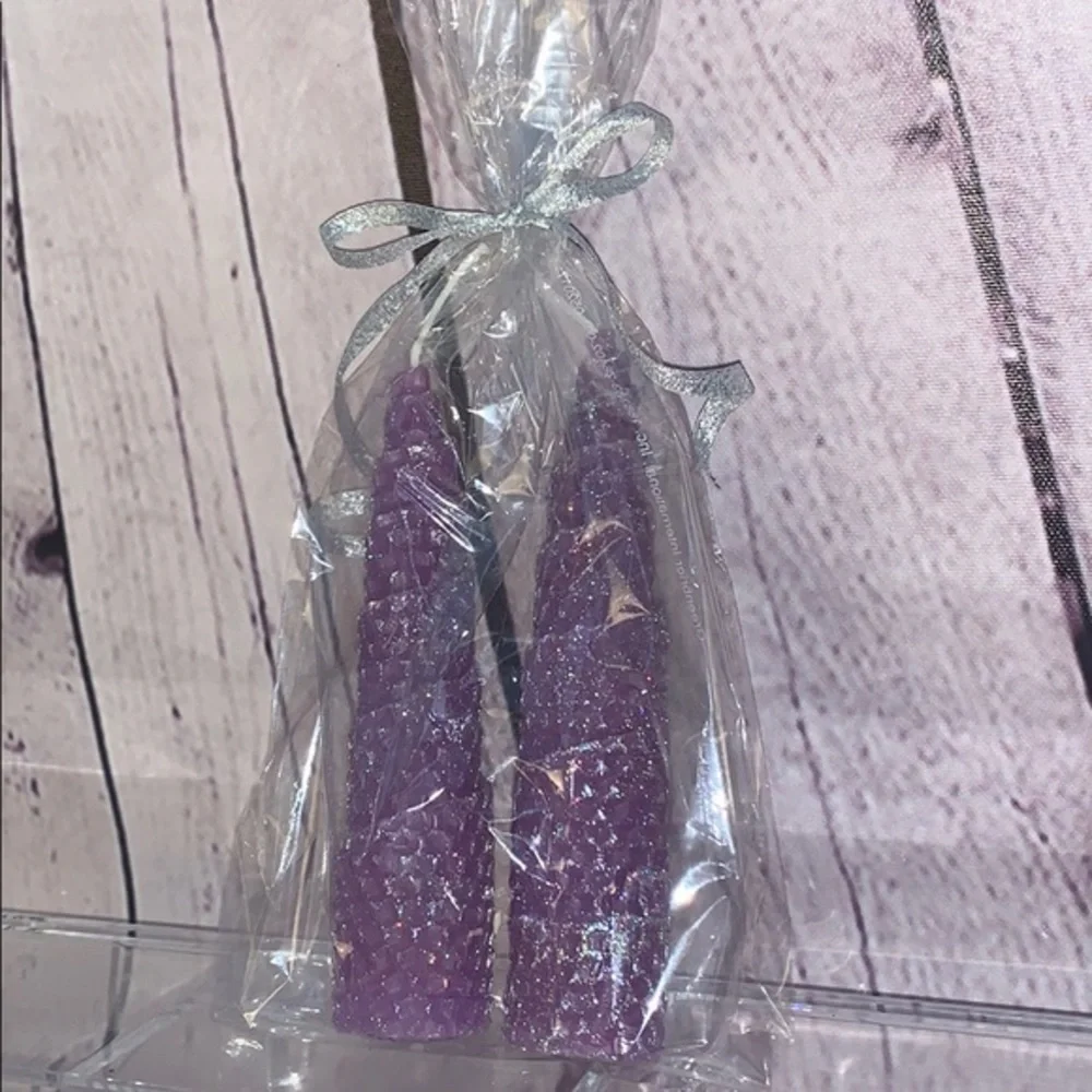 2 Beeswax Rolled Glitter Candles Prayer Ritual - Picture 1 of 9